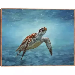 Serene Sea Turtle Framed Canvas Art Print