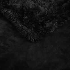 Serta Black Shaggy Faux Fur Heated Throw