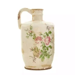 Shabby Chic Ivory Floral Pitcher Vase