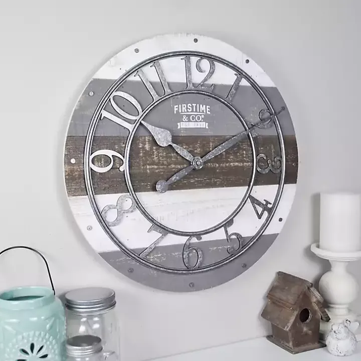 Shabby Wood Plank Wall Clock