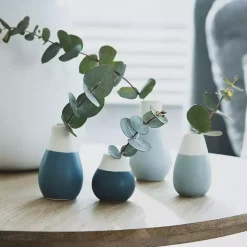 Shades of Blue Two-Toned Mini Vases, Set of 4