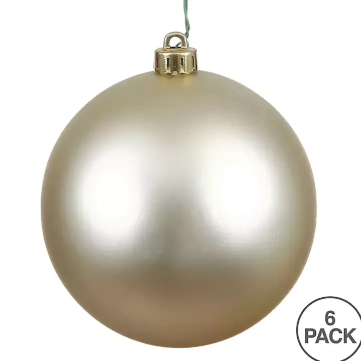 Shatterproof Champagne Ball Ornaments, Set of 6