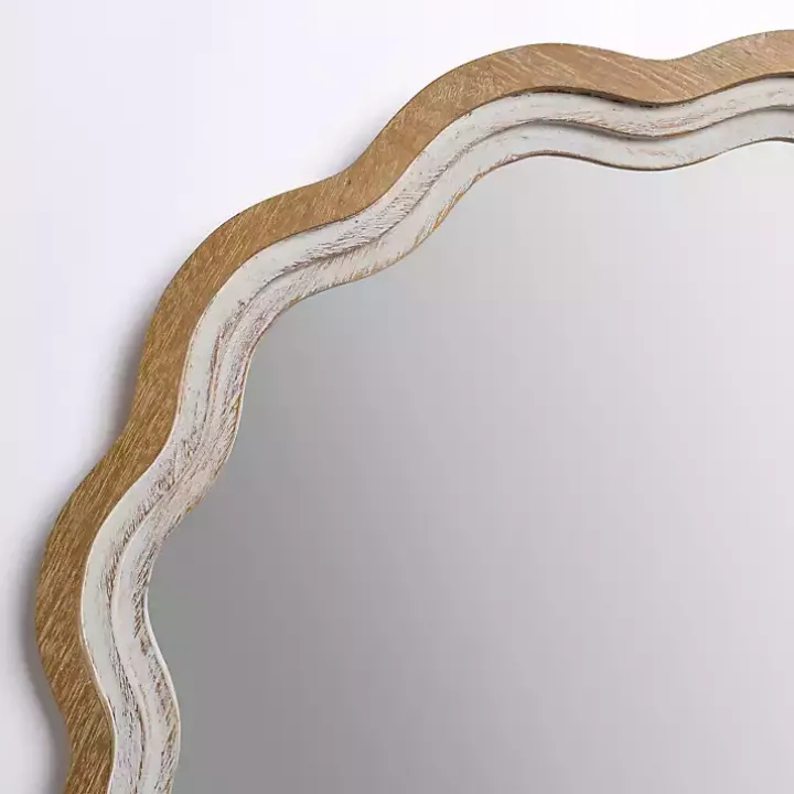 Shelby Natural Wood Scalloped Wall Mirror