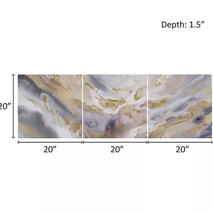 Shimmering Symphony Triptych Canvas Art, Set of 3
