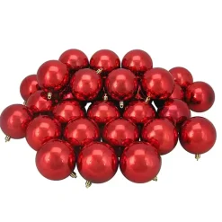 Shiny Red Shatterproof Ball Ornaments, Set of 32