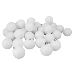 Shiny White Shatterproof Ball Ornaments, Set of 60
