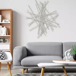 Silver Abstract Metal Bar Wall Plaque