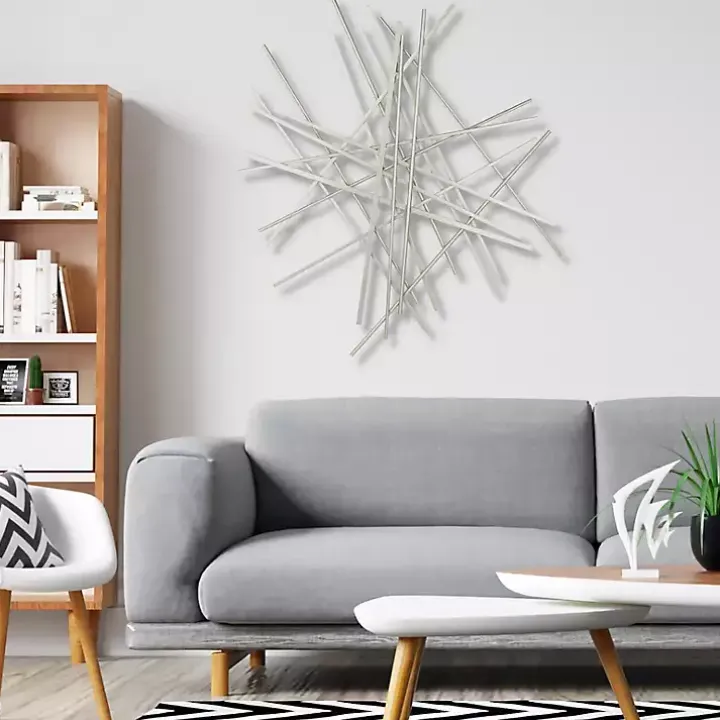 Silver Abstract Metal Bar Wall Plaque