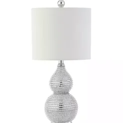 Silver and Chrome Textured Table Lamp