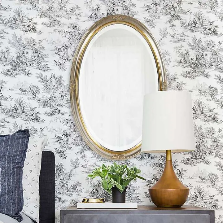 Silver and Gold Carlton Oval Wall Mirror