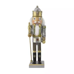 Silver and Gold Sequin Soldier Nutcracker