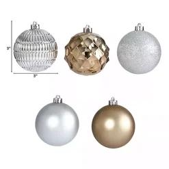 Silver and Gold Shatterproof Ornaments, Set of 40