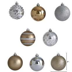 Silver and Gold Shatterproof Ornaments, Set of 64