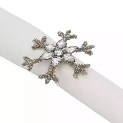 Silver Beaded Snowflake Napkin Rings, Set of 4