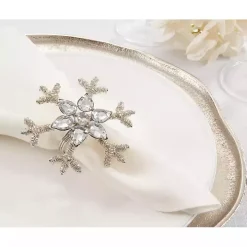 Silver Beaded Snowflake Napkin Rings, Set of 4