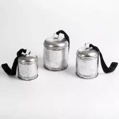 Silver Bells with Black Velvet Ribbons, Set of 3