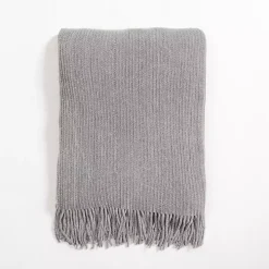 Silver Blue Chenille Ribbed Throw