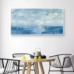 Silver Blue Sea Framed Canvas Art Print