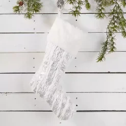 Silver Brushed Faux Fur Stocking