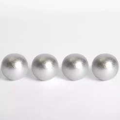 Silver Ceramic 3 in. Orbs, Set of 4