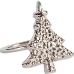 Silver Christmas Tree Napkin Rings, Set of 6
