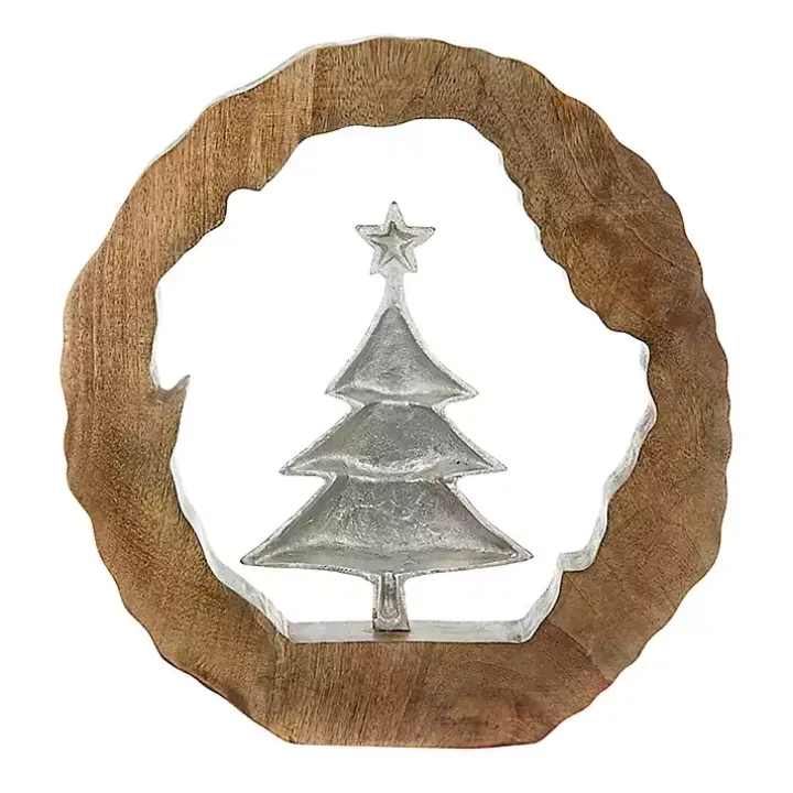 Silver Christmas Tree Wooden Frame Decoration