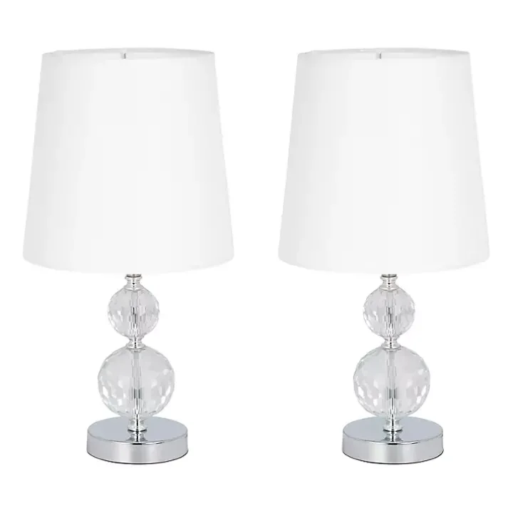 Silver Crystal Orb Table Lamps, Set of 2