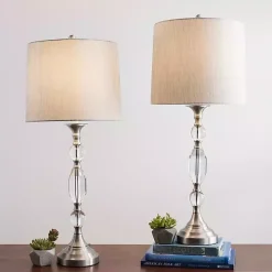 Silver Crystal Table Lamp, Set of 2