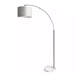 Silver Curved Floor Lamp with Marble Base