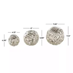 Silver Cut-Out Metal Orbs, Set of 3