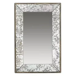 Silver Floral Rectangle Wood Wall Mirror