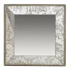 Silver Floral Square Wood Wall Mirror