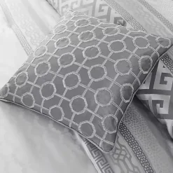 Silver Geometric Stripes 7-pc. King Comforter Set