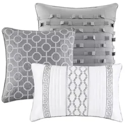 Silver Geometric Stripes 7-pc. King Comforter Set