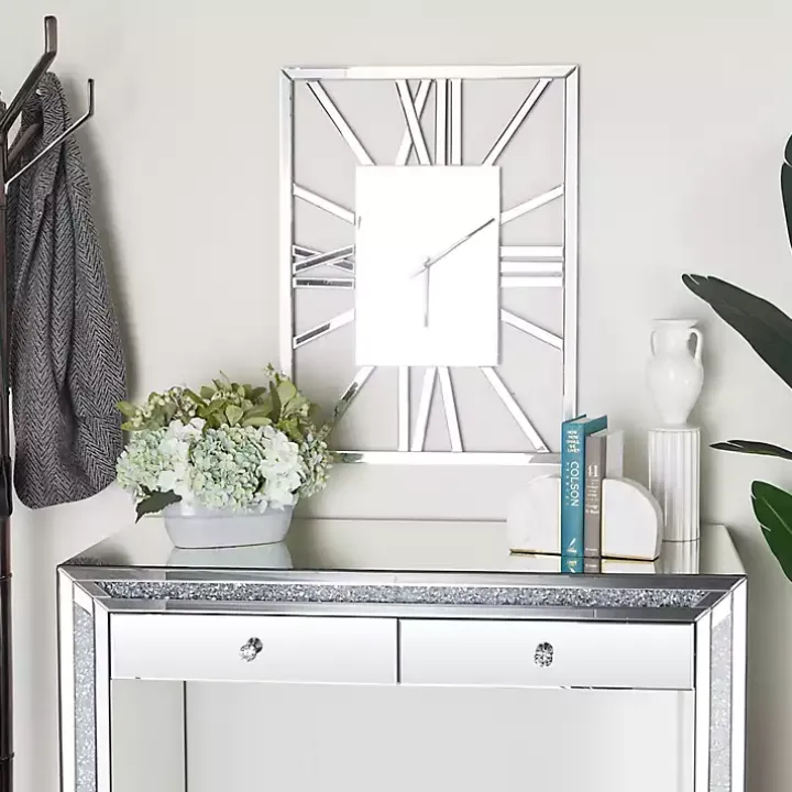 Silver Glass Frame Wall Clock