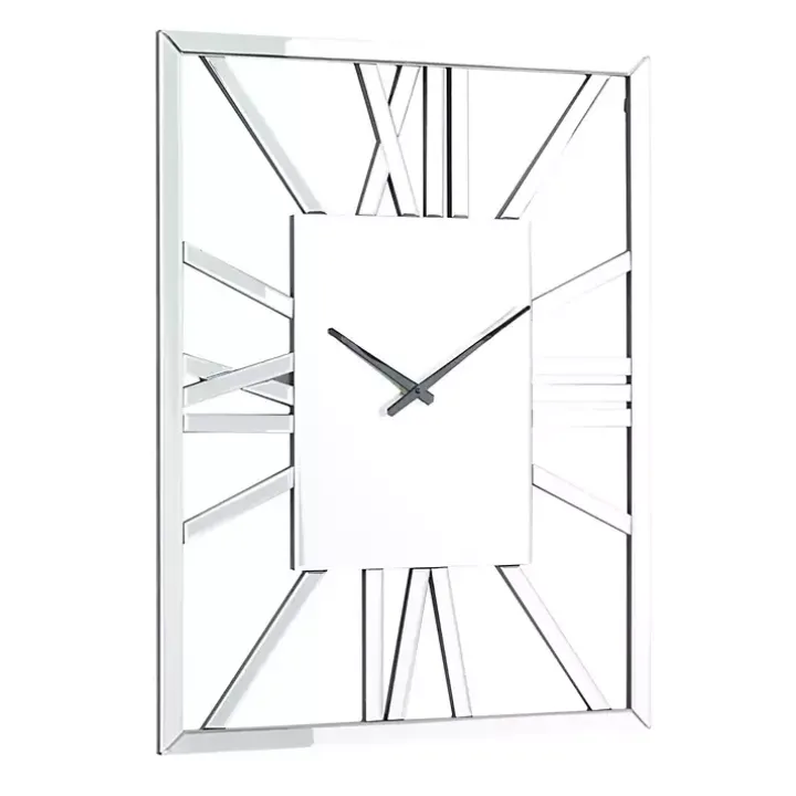 Silver Glass Frame Wall Clock