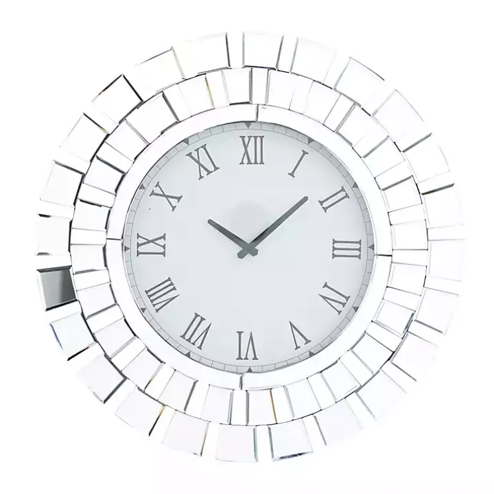 Silver Glass Mirror Abstract Wall Clock