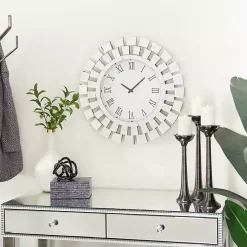 Silver Glass Mirror Abstract Wall Clock