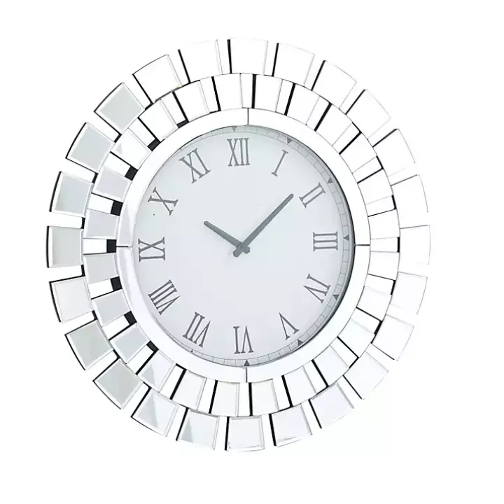 Silver Glass Mirror Abstract Wall Clock