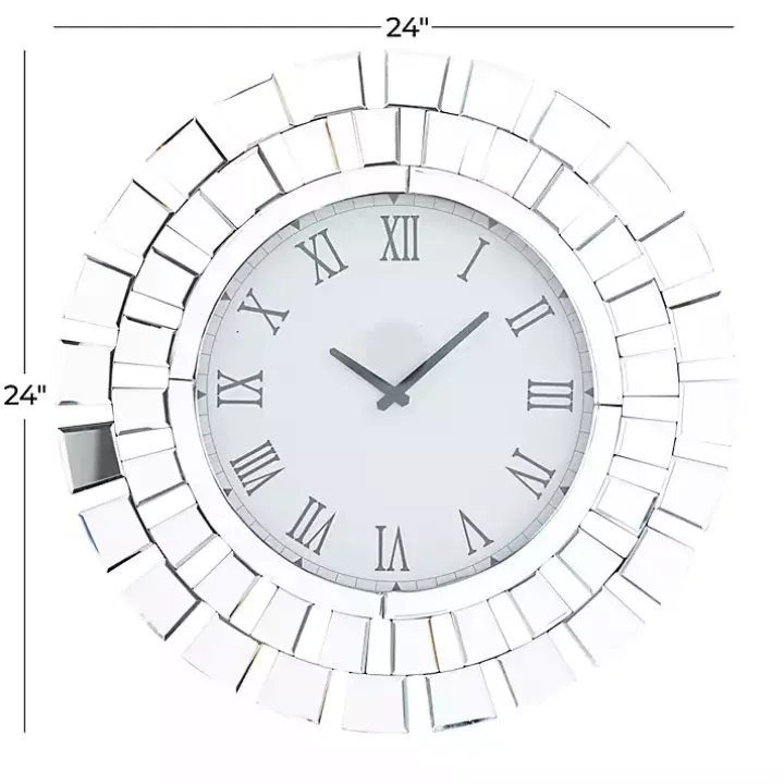 Silver Glass Mirror Abstract Wall Clock
