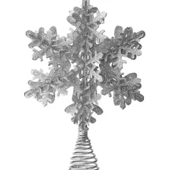 Silver Glitter Snowflake Tree Topper