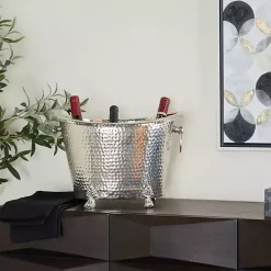 Silver Hammered Metal Footed Wine Bucket