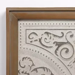 Silver Medallion Metal and Wood Wall Plaque