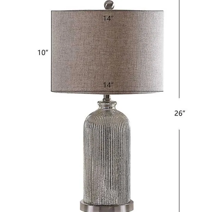 Silver Mercury Glass Ribbed Table Lamps, Set of 2