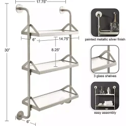 Silver Metal and Glass 3-Tier Wall Shelf