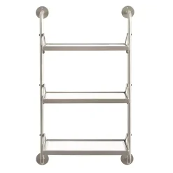 Silver Metal and Glass 3-Tier Wall Shelf