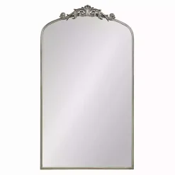 Silver Metal Arch Ornate Crown Wall Mirror