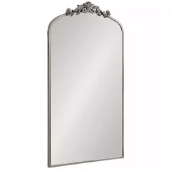 Silver Metal Arch Ornate Crown Wall Mirror
