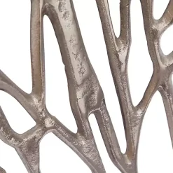 Silver Metal Coral Panel Wall Plaques, Set of 2