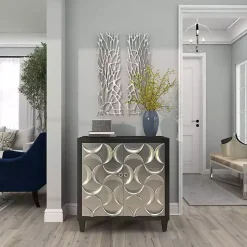 Silver Metal Coral Panel Wall Plaques, Set of 2